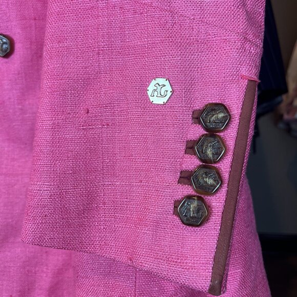 Ritzy Angelo Galasso Couture Italy Silk  XL Pink Jacket - Picture 5 of 10